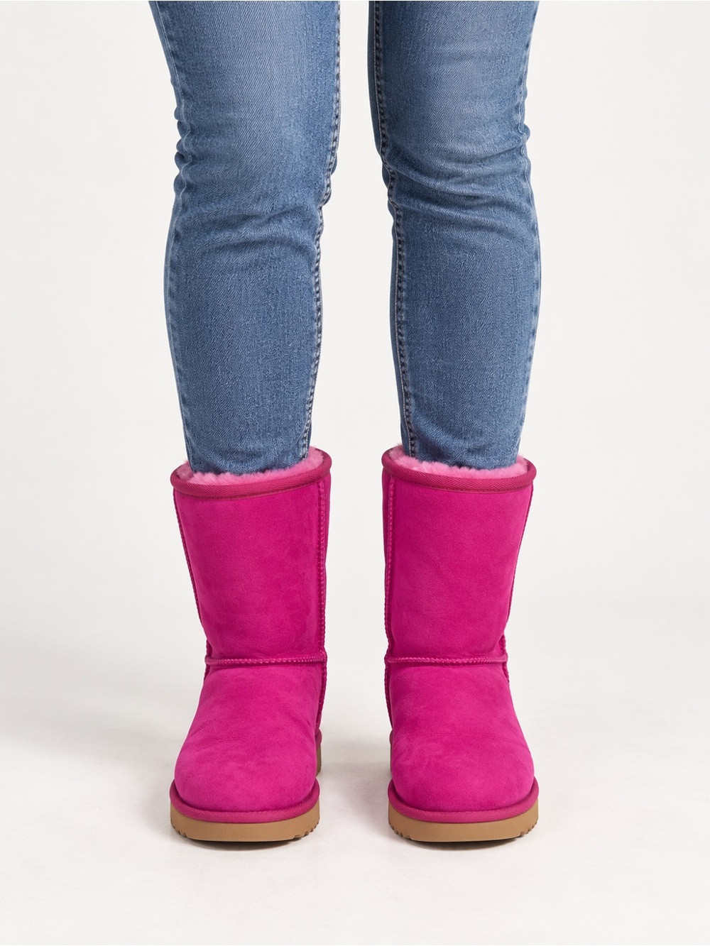 UGG Classic Short Pink Suede Shearling Boots Women’s Size 8
